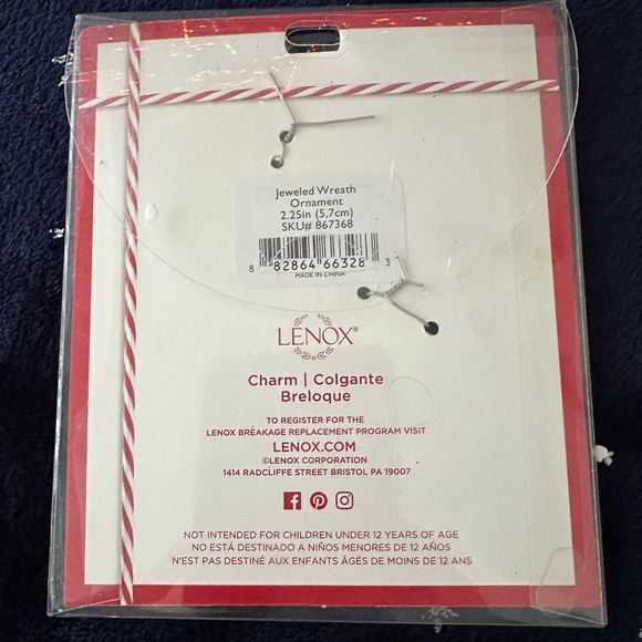 Lenox Silver Jeweled Wreath Ornament - Picture 2 of 4